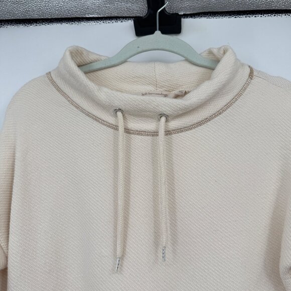 Soft Surroundings Mock-Neck Knit Pullover Sweater Tunic Cream size Medium Ivory - Picture 2 of 9